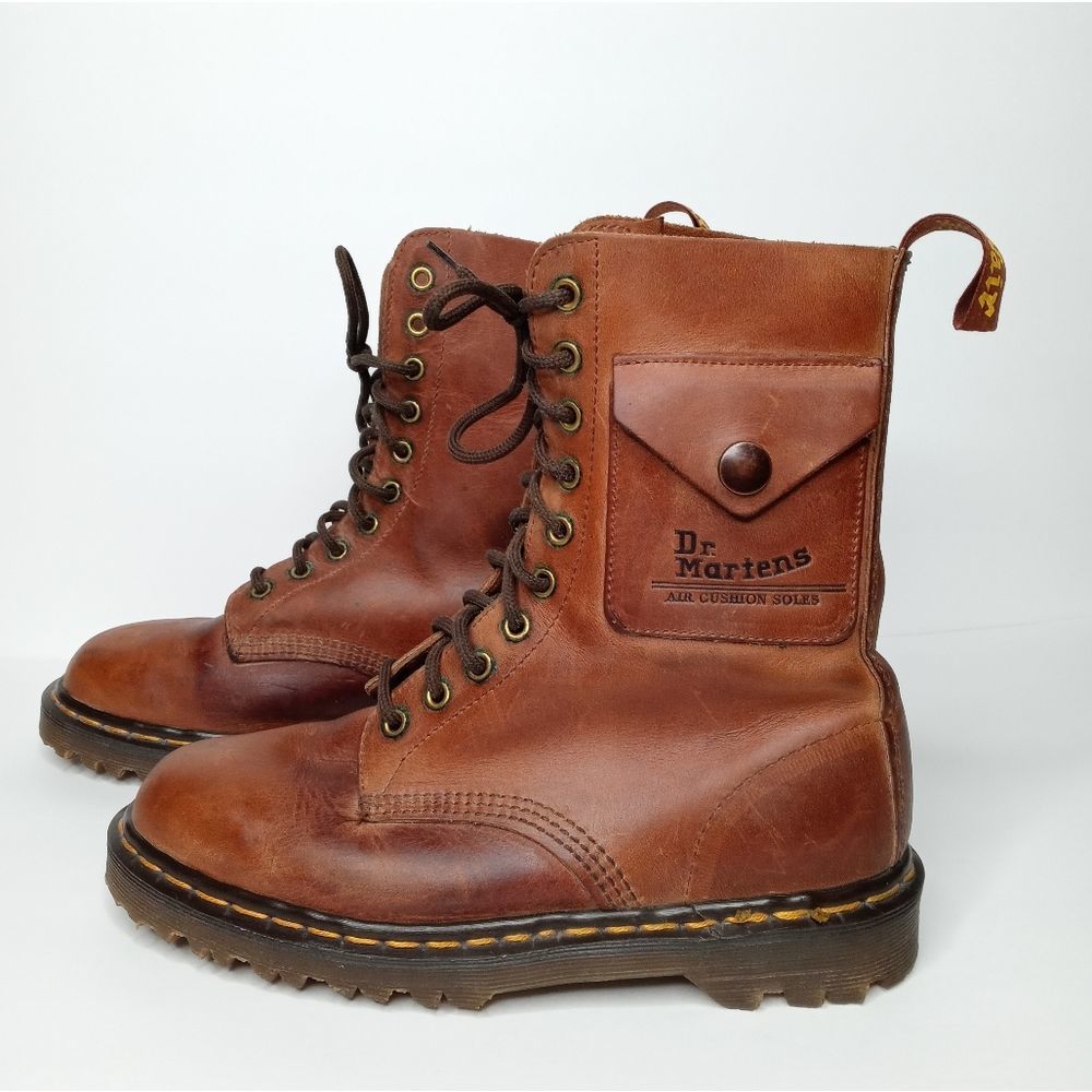 RARE VINTAGE DR. MARTENS BROWN LEATHER BOOTS WITH SIDE POCKET